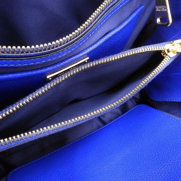 MIU MIU Madras Leather 2WAY Bag Blue RL0097 - Picture 4 of 8